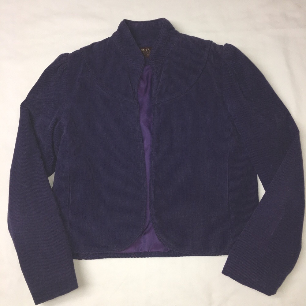 Vintage Mizz Lizz Junior Miss 9/10 Purple Corduroy 2 Side Pockets Jacket/Blazer